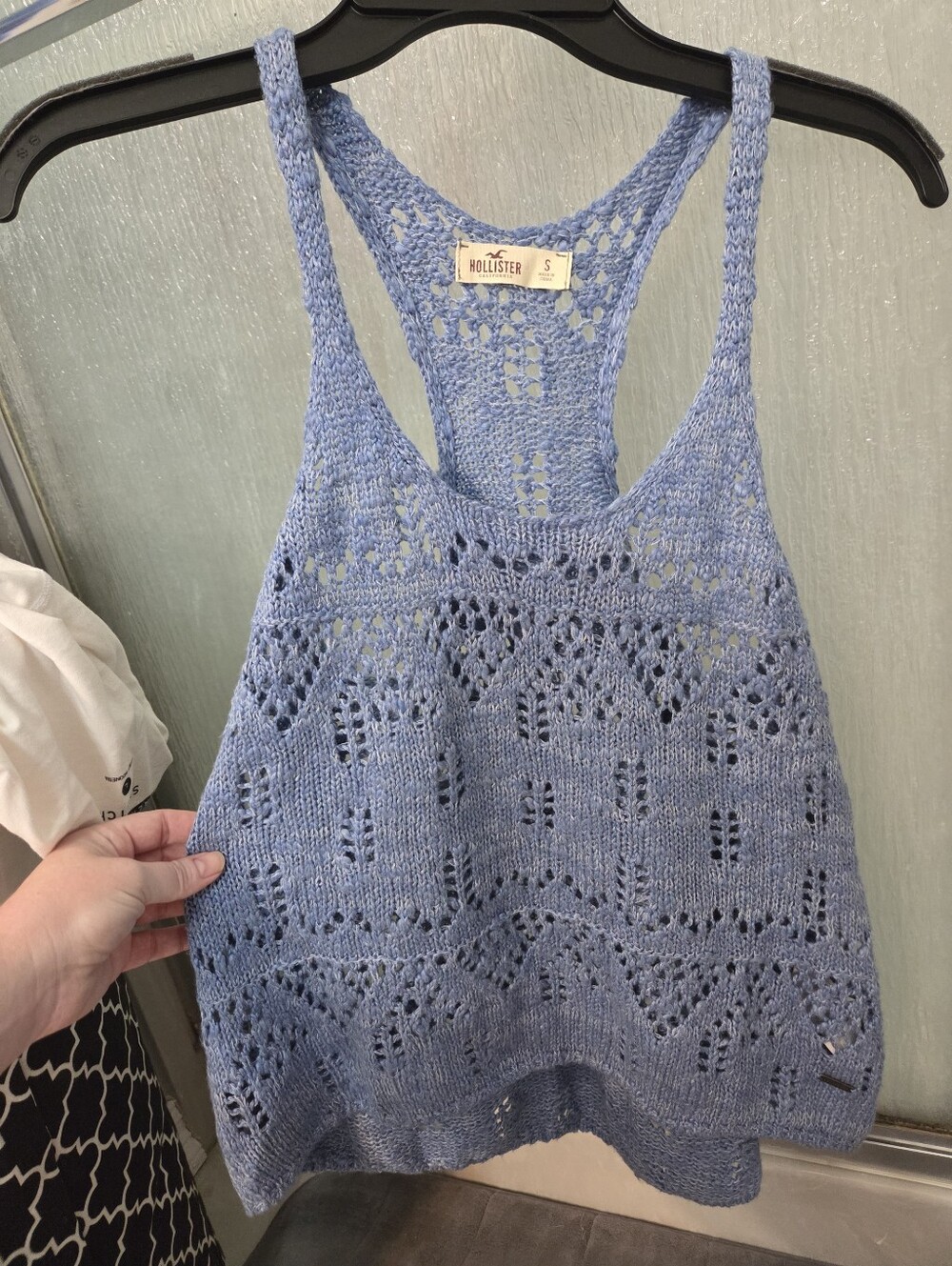 Hollister Dusty Blue Crochet Tank Top Knit Nwt Small